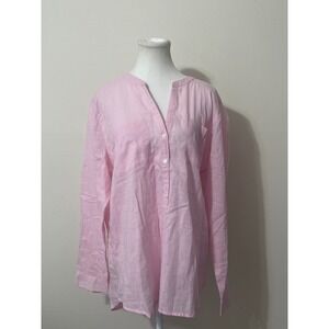 Old Navy Pink Linen Blend Band Collar Tunic Shirt  XL Casual Preppy Minimalist